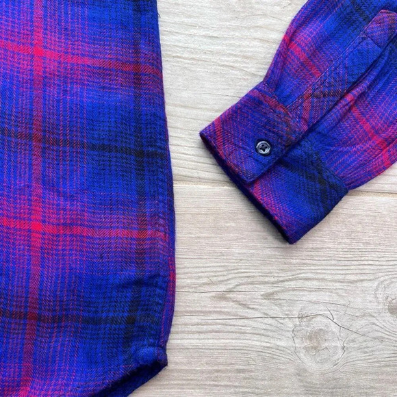 Woman Rails Electric Blue/Red Plaid 100% Rayon Long Sleeve Button Down Shirt Siz - Picture 5 of 9